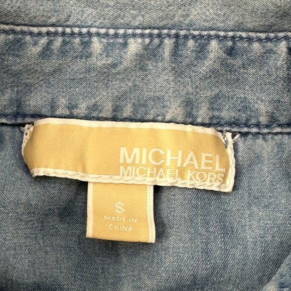 Michael Michael Kors Women's Size Small Shirt Snap Front Chambray Blue Preowned - Picture 3 of 14